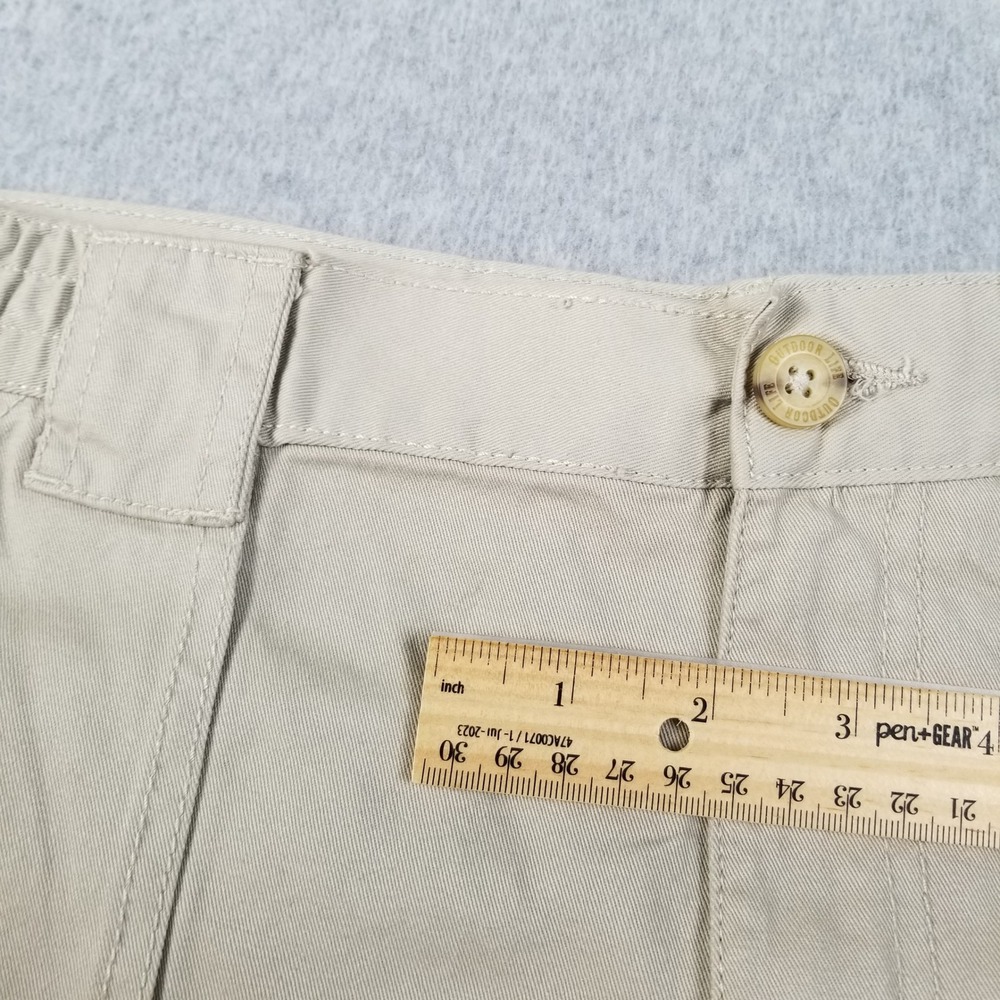 Outdoor Life Cargo Shorts Mens 40 Khaki Tan Cotton Elastic Waist Casual Utility - Picture 11 of 15